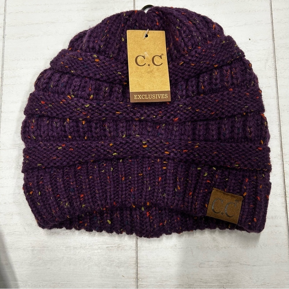 NWT CC Beanie Winter Purple with Multicolor Specks‎